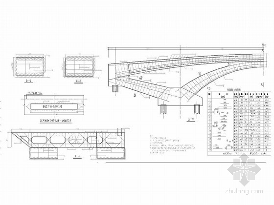 1x18m拱式斜撑景观拱桥施工图23张（国际著名桥梁公司）-右幅桥 上部结构钢筋构造图 