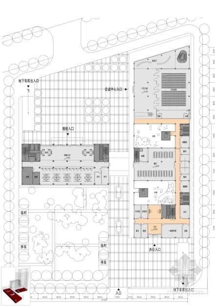 [河南]某20层行政办公楼建筑方案文本（含CAD）-首层平面图