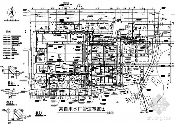 自来水管道施工记录资料下载-某自来水厂管道布置图纸