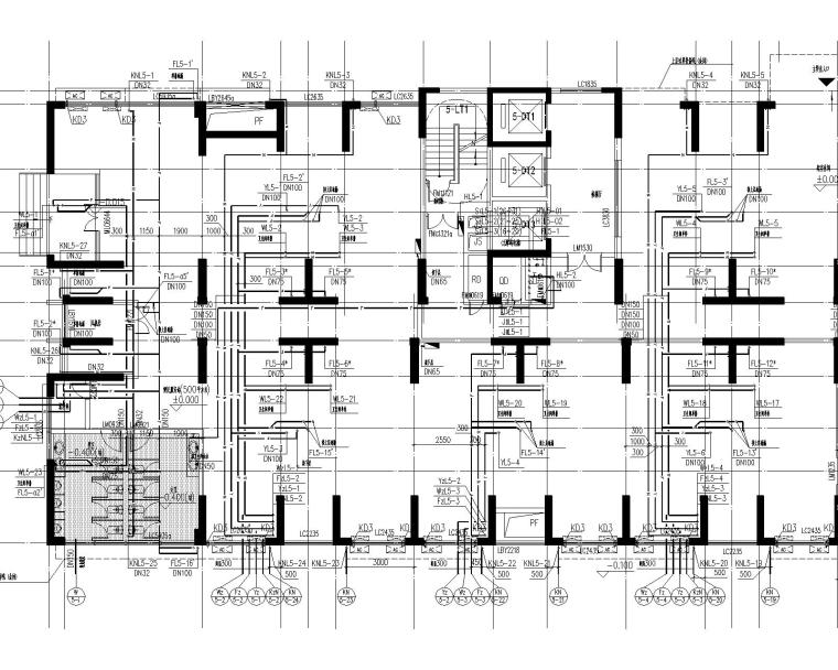 [广东]深圳某高层建筑给排水施工图-5栋首层给排水、消火栓平面图