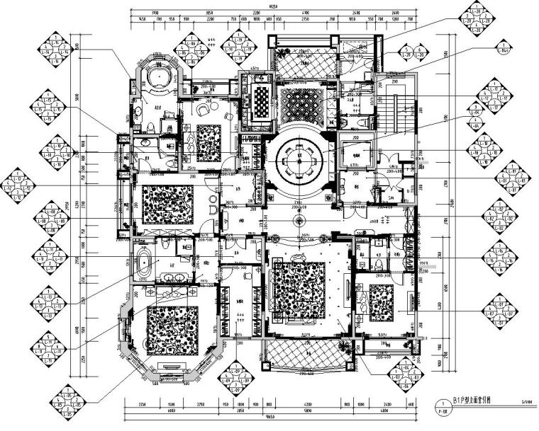 [陕西]西安曲池东岸样板间B1户型室内施工图设计（CAD+实景图）-立面索引图