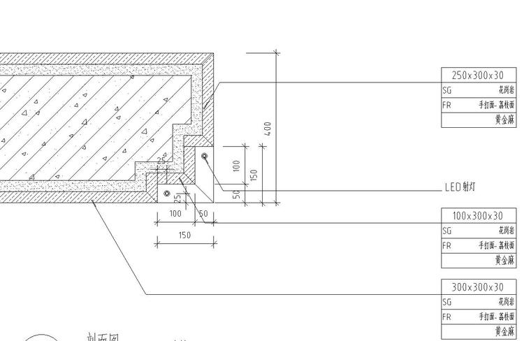 特色景墙设计详图——知名景观公司景观 -剖面详图