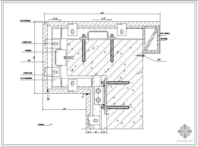 干挂幕墙构造资料下载-某干挂石材线条节点构造详图