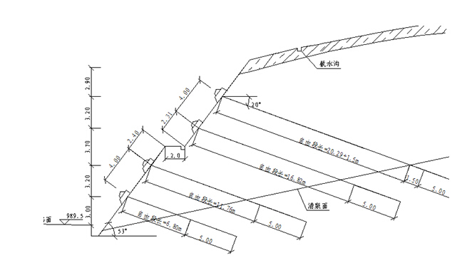 [广西]某高速公路边坡支护设计-YK231+309断面处锚索布置图