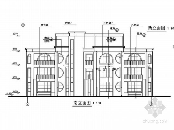 三层现代风格市级幼儿园教学楼设计施工图-三层现代风格市级幼儿园教学楼立面图