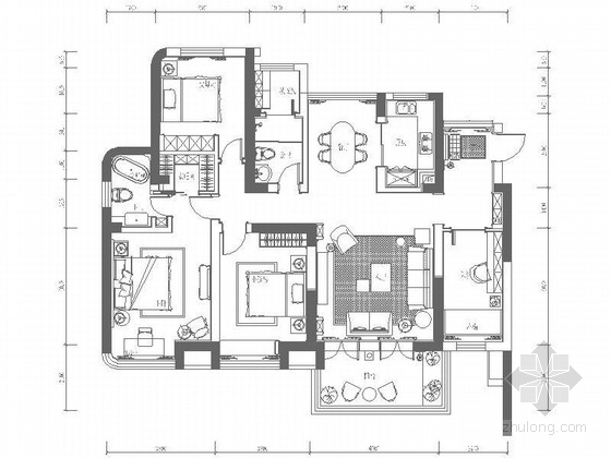 四居室样板房设计装修资料下载-[杭州]简约现代风格四居室样板房装修施工图