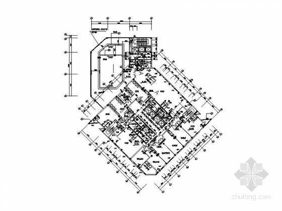 [宁波]五星级高层框架筒体式酒店建筑施工图-五星级高层框架筒体式酒店建筑平面图