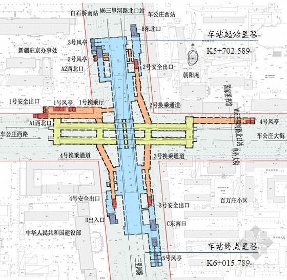 地铁工程超长区间三层三跨岛式车站全标段施工组织设计（332页附CAD图大量表格）-车站平面图 