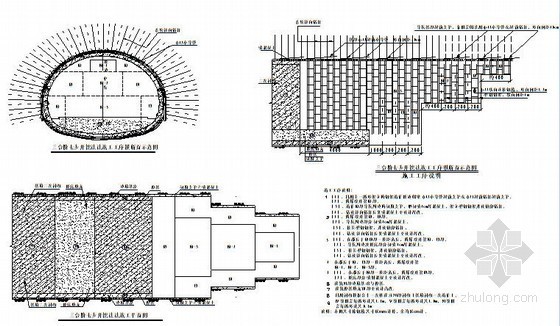 铁路客运专线工程实施性施工组织设计405页（路桥隧轨）-Ⅴ级围岩双侧壁导坑法施工步骤图 