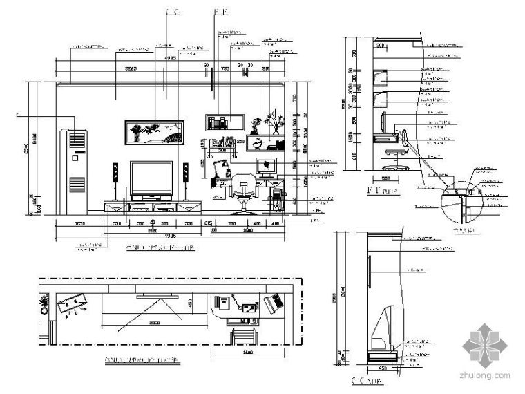 现代休闲影视厅CAD资料下载-休闲厅立面图