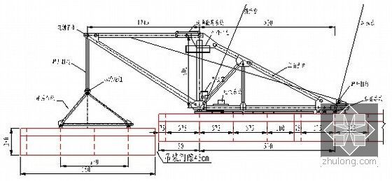 桥梁钢箱梁及斜拉索安装施工方案（41页）-步履式架梁机吊装钢箱梁侧面示意图