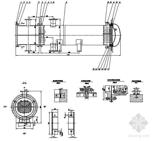 版式换热器安装图纸资料下载-浮头换热器装配及零件图