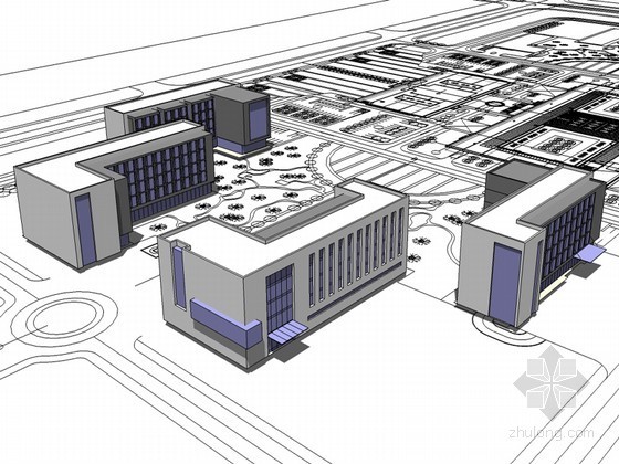 行政办公建筑SketchUp模型下载-行政办公建筑 