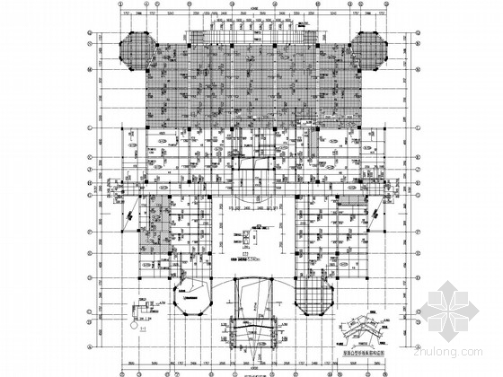 [哈尔滨]四层框架综合楼结构施工图(桩基础)-板配筋图 