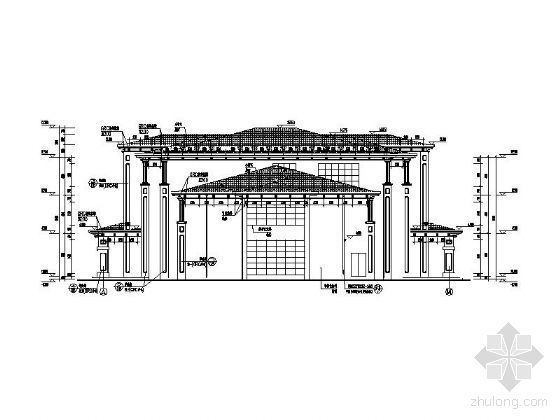 [武昌]某森林小镇住宅区二层欧式俱乐部建筑施工套图-侧立面