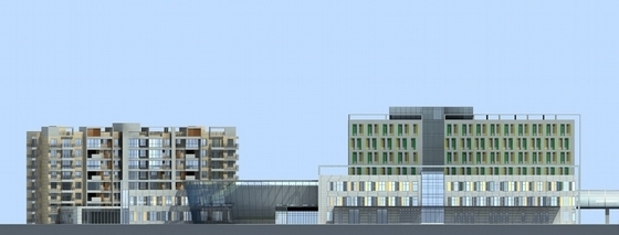 [内蒙古]现代风格医疗中心建筑设计方案文本-现代风格医疗中心建筑设计立面图