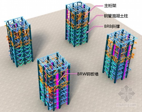 [湖北]钢框架结构科技馆工程钢结构施工组织设计初步汇报(86页 三维图丰富)-核心筒结构概况 