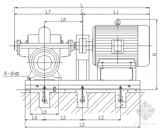 CAD给水泵大样图资料下载-各种型号水泵大样图