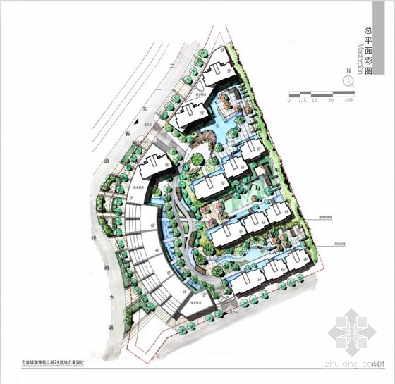 居住小区入口cad设计说明资料下载-[宁波]滨水居住小区景观概念设计方案