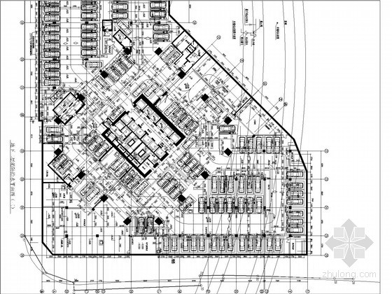 [广东]大型地下车库给排水给排水图纸-地下二层消防给排水平面图 