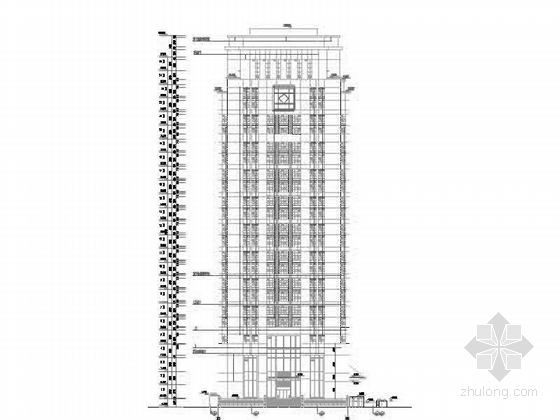 [深圳]25层现代风格办公大厦建筑设计施工图（知名设计院 含效果图）-25层现代风格办公大厦建筑设计立面图