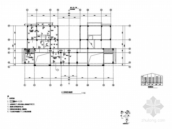 [甘肃]地上三层框架结构住宅楼结构施工图-负一层结构布置及板配筋图 