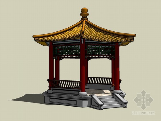 中式双层六角亭资料下载-六角亭SketchUp模型下载