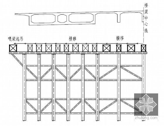 [广西]54.5m宽矮塔斜拉桥三向预应力单箱三室主梁悬臂支架现浇施工方案103页-贝雷梁拆除示意图