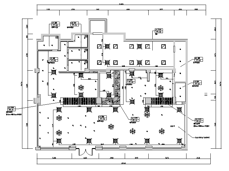 工业风格复古loft酒吧咖啡厅设计施工图（附效果图）-天花布置图