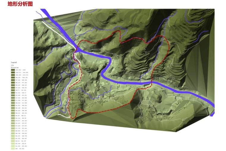 [贵州]雷山苗寨主题酒店区景观方案概念规划设计（PDF+94页）-地形分析图