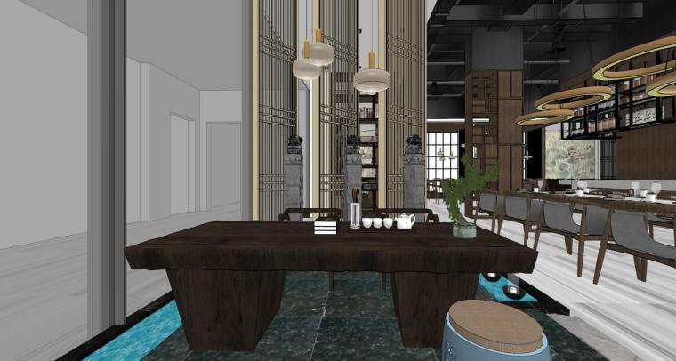 新中式餐厅室内设计模型（2018年）-09