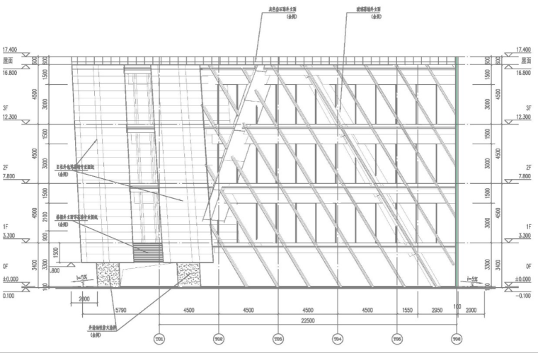 [北京]钢结构混凝土框架结构样板楼施工方案（151页）-03典型立面布置图