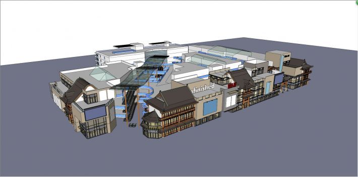 新中式商业街CAD资料下载-新中式风格商业街SU模型