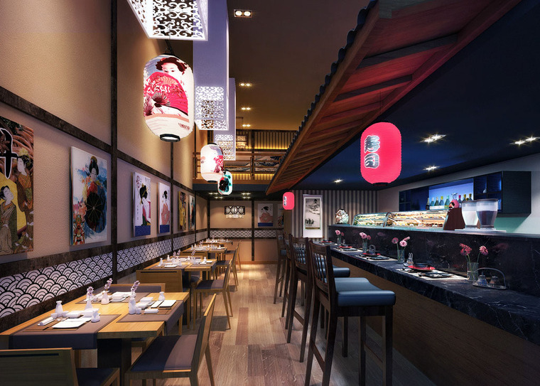 (原创)寿司店设计案例效果图-室内设计-筑龙室内设计论坛