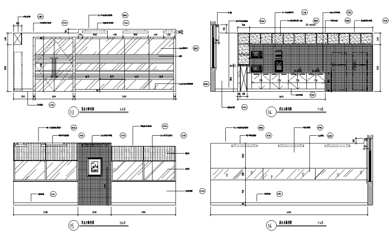 现代简约办公空间设计全套施工图效果图(某知名装饰公司)-现代简约办公室精装修立面图