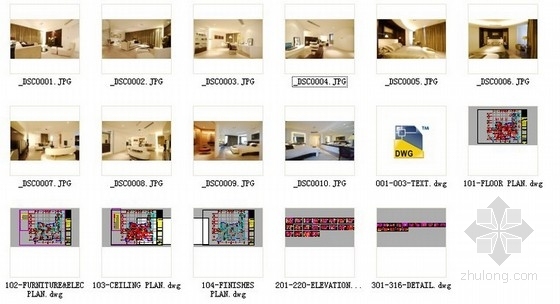 [杭州]名师豪宅样板房室内装修CAD施工图（含实景图）-资料图纸总缩略图 