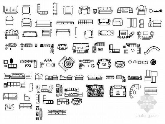 时尚沙发CAD图块下载资料图纸总缩略图 