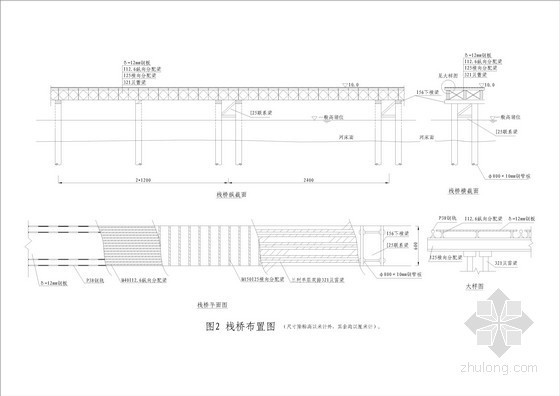 钢管桩贝雷梁栈桥方案资料下载-[杭州]双车道栈桥施工方案及全套CAD图