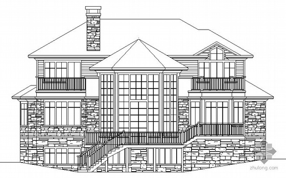 二层别墅建筑方案资料下载-某二层坡地别墅建筑方案图