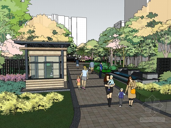 sketchup景观树木资料下载-住宅景观SketchUp模型下载