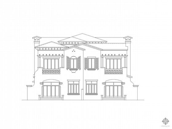 双拼别墅2层资料下载-某二层欧式双拼别墅建筑施工图