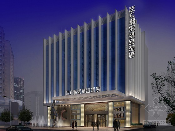 精品酒店SU模型资料下载-精品酒店建筑3D模型下载