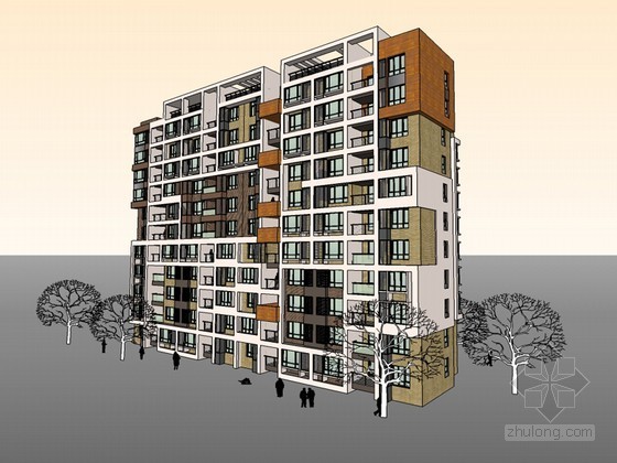 现代住宅建筑SketchUp模型下载-现代住宅建筑 