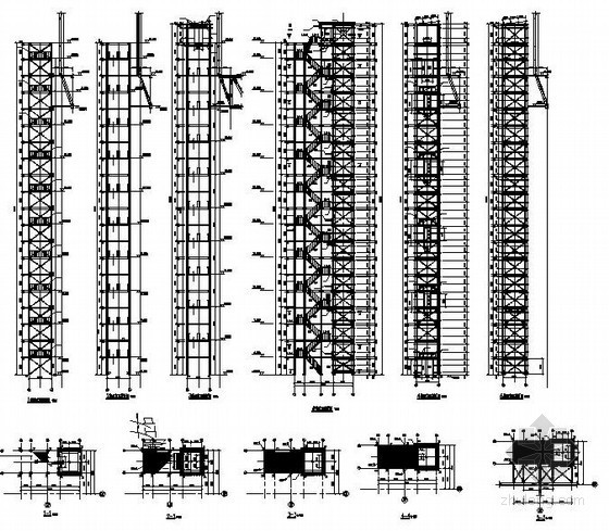钢步梯图集资料下载-[原创]60万机组空冷岛步电联合钢梯详图