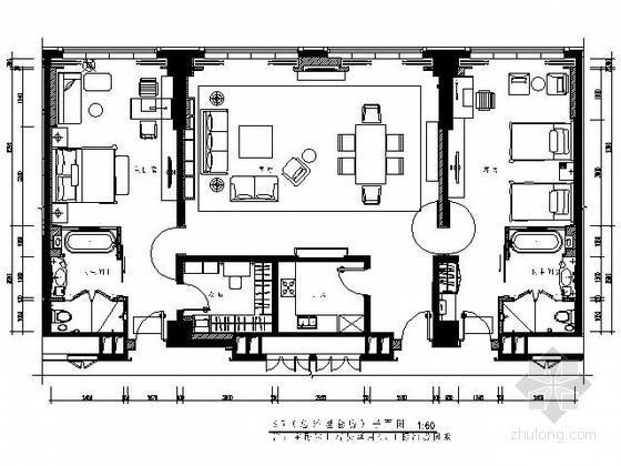 度假五星酒店资料下载-[成都]五星酒店总经理套房施工图