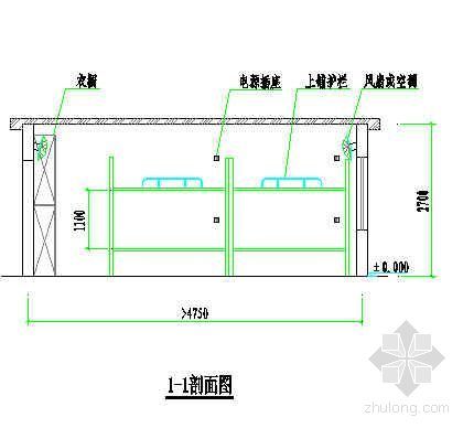 衣柜设计图图片资料下载-建筑工程施工现场职工宿舍(单层)设计图