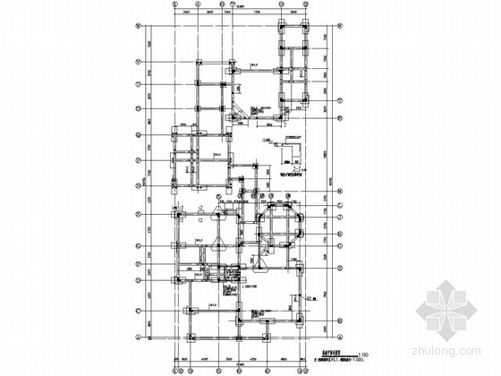 [深圳]四层框架结构住宅楼结构施工图-基础平面布置图