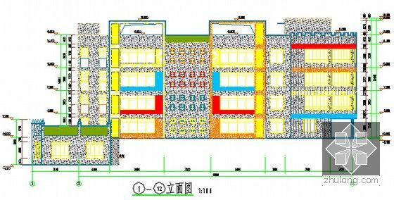 [福建]2015年4层幼儿园建筑安装工程量计算及预算书实例(含施工图纸)-立面图