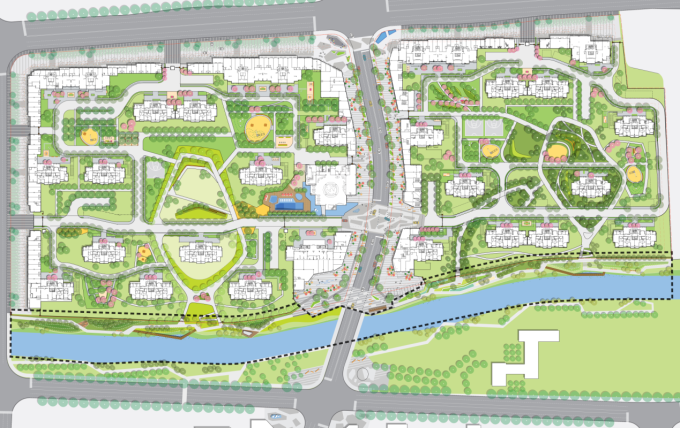 [浙江]“滚石街区”滨水商业广场景观设计方案（附部分CAD施工图+居住区方案+实景图）-景观总平面图