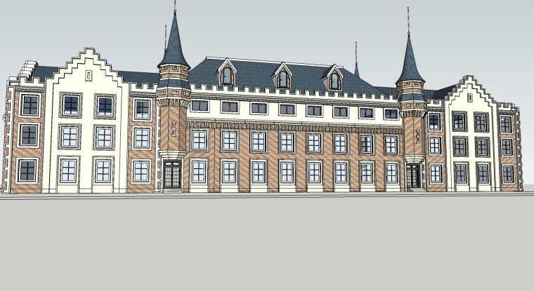 欧式风格学校建筑模型资料下载-欧式风格中学宿舍SU精模型
